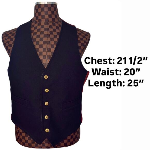 Reversible Mens Navy Blue/Grey/Burnt Orange Vest Gold Buttons Size Medium Preppy - Picture 8 of 15